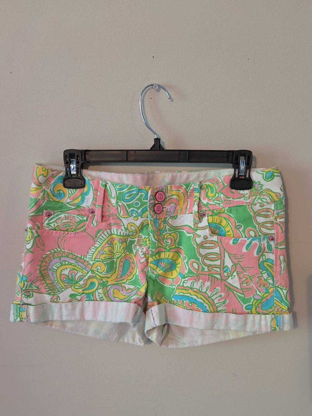 Lilly Pulitzer Women’s Printed Pink & Green Paisley Cotton Shorts